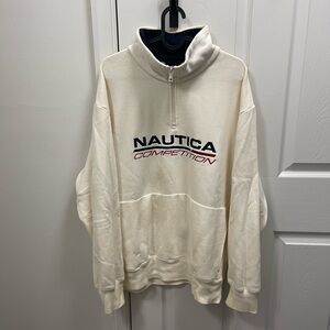 Vintage Nautica Men's White Zip-Up Sweater